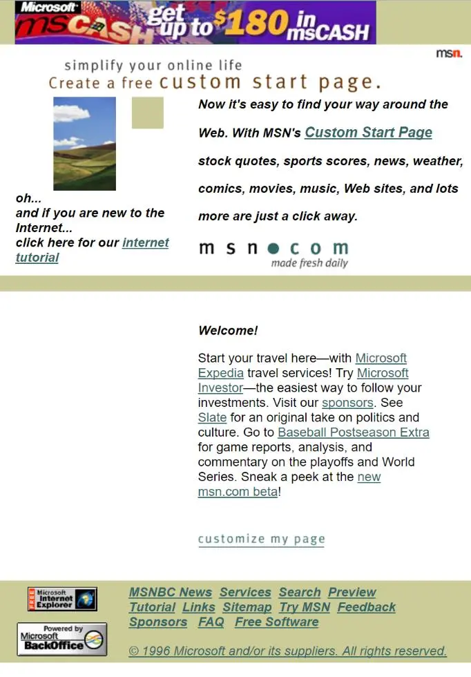 Image of MSN.COM from 1996.