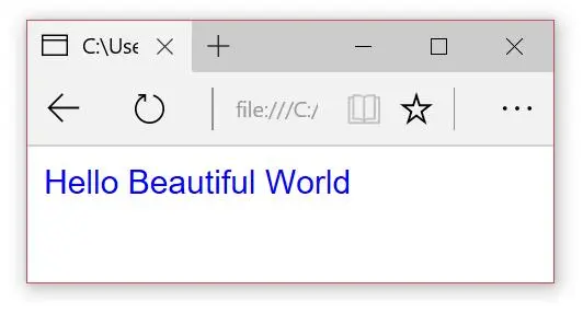 'Hello Beautiful World' in blue helvetica text.