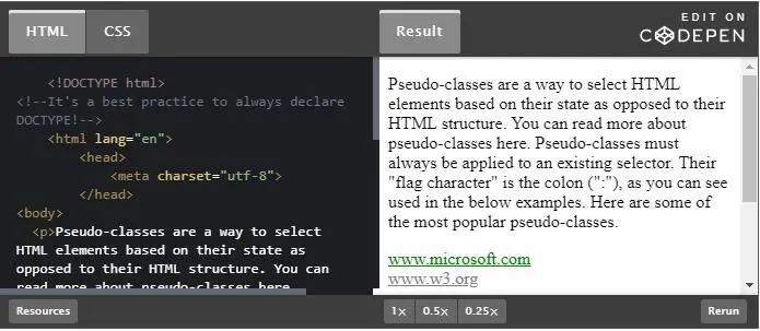 Pseudo-classes example.